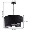 Lampa wisząca abażur asymetryczny dwukolorowy 45 cm, czarny z wzorem roślinnym i srebrne wykończeniem, E27