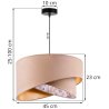 Lampa wisząca z asymetrycznym abażurem okrągłym, beżowym 45 cm i wykończeniem w kremowe kwiaty, E27
