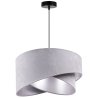 Lampa wisząca z asymetrycznym abażurem okrągłym, jasnoszarym 45 cm i wykończeniem srebrnym, E27