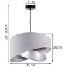 Lampa wisząca z asymetrycznym abażurem okrągłym, jasnoszarym 45 cm i wykończeniem srebrnym, E27