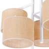Lampa sufitowa, cztery źródła światła, abażur juta 20 cm z kremową lamówką, metalowa, biała konstrukcja, E27