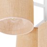Lampa sufitowa, cztery źródła światła, abażur juta 20 cm z kremową lamówką, metalowa, biała konstrukcja, E27