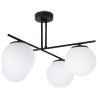 Lampa sufitowa ze skrzyżowanymi ramionami 4 białe klosze 15 cm, czarne wykończenie, E14
