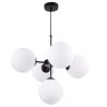 Lampa Wisząca Sufitowa Styl Loftowy, Żyrandol Czarny, Białe Klosze, E14