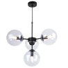 Lampa Wisząca Sufitowa z Regulacją, Żyrandol Czarny, Bezbarwne Klosze, E14