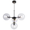 Lampa Sufitowa z Regulacją Wysokości, Żyrandol Czarny, Bezbarwne Klosze, E14