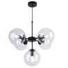 Lampa Wisząca Sufitowa Styl Loftowy, Żyrandol Czarny, Bezbarwne Klosze, E14