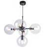 Lampa Wisząca Sufitowa z Regulacją, Żyrandol Metalowy, Bezbarwne Szklane Klosze, E14