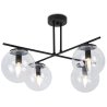 Lampa Sufitowa Żyrandol Czarny w Stylu Loft, Przezroczyste Klosze, E14
