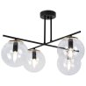 Lampa Sufitowa Żyrandol Czarny, Klosze Szklane Przezroczyste, E14