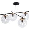 Lampa sufitowa ze skrzyżowanymi ramionami 4 bezbarwne klosze 15 cm, złote wykończenie, E14