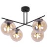 Lampa sufitowa ze skrzyżowanymi ramionami 4 miodowe klosze 15 cm, czarne wykończenie, E14