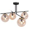 Lampa sufitowa ze skrzyżowanymi ramionami 4 miodowe klosze 15 cm, złote wykończenie, E14
