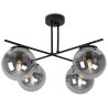 Lampa sufitowa ze skrzyżowanymi ramionami 4 przydymione klosze 15 cm, czarne wykończenie, E14