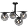 Lampa sufitowa ze skrzyżowanymi ramionami 4 przydymione klosze 15 cm, czarne wykończenie, E14