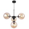 Lampa Wisząca Sufitowa z Regulacją, Żyrandol Czarny, Miodowe Klosze, E14