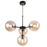 Lampa Sufitowa z Regulacją Wysokości, Żyrandol Czarny, Miodowe Klosze, E14