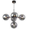 Lampa Wisząca Sufitowa z Regulacją, Żyrandol Metalowy, Grafitowe Szklane Klosze, E14