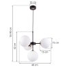 Lampa wisząca czarna metalowa konstrukcja, 4 klosze kule z mlecznego szkła, 15 cm, złote wykończenie, E14