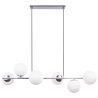 Lampa wisząca SIENA, srebrna chrom, białe klosze, sześć źródeł światła, gwint E14, regulacja