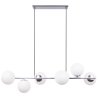 Lampa wisząca SIENA, srebrna chrom, białe klosze, sześć źródeł światła, gwint E14, regulacja