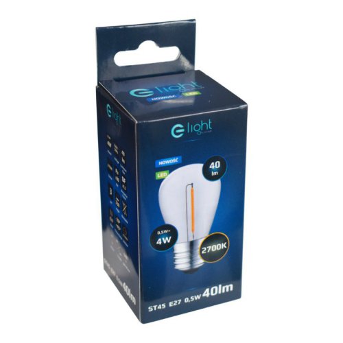 Żarówka Filamentowa LED, Gwint E27, Moc 0,5W, Kształt ST45, Ciepła
