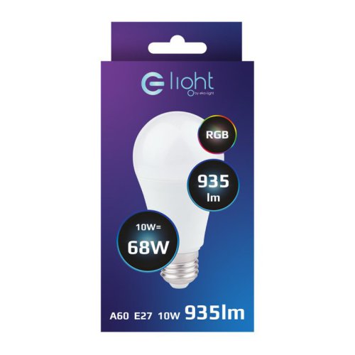 Żarówka LED RGB z Pilotem, Gwint E27, 10W, A60, Barwa Zmienna