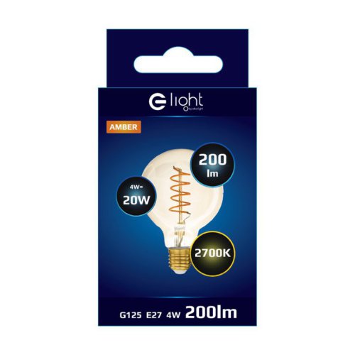 Duża Żarówka Dekoracyjna LED E27, Moc 4W, G125, Ciepła