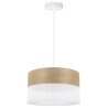 Lampa wisząca WOOD, nowoczesny biały żyrandol z naturalnym drewnem