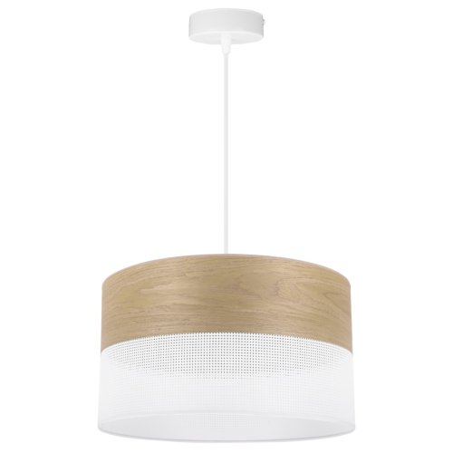 Lampa wisząca WOOD, okrągły abażur do pokoju, jadalni, sypialni, E27