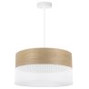 Lampa wisząca WOOD, biały abażur nad stół lub sofę, fornir dębowy