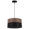 Lampa wisząca WOOD, czarny abażur z dodatkiem orzechowego forniru