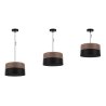 Lampa wisząca WOOD, czarny abażur z dodatkiem orzechowego forniru