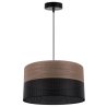 Lampa wisząca WOOD, czarny abażur z okleiną z naturalnego drewna, 35cm