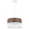 Lampa wisząca WOOD, 30cm, klasyczny biały abażur z dodatkiem drewna