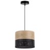 Lampa sufitowa WOOD, czarny abażur loft ze złocistym fornirem, 20cm