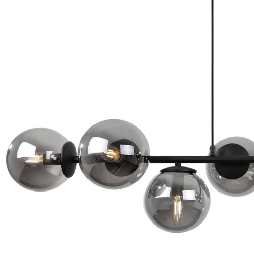 Lampa wisząca SIENA, sufitowa, czarny żyrandol z grafitowymi kloszami, loft, E14