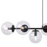 Lampa sufitowa SIENA, czarna, żyrandol loft nad stół i wyspę, przezroczyste kule