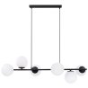 Lampa sufitowa SIENA, czarny żyrandol molekularny z białymi kloszami, gwint E14