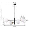 Lampa sufitowa VICENZA, czarno-złoty żyrandol glamour, białe kuliste klosze