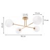 Lampa wisząca ASTURIA, sufitowa, złota, białe klosze kule, 4 źródła światła, E27