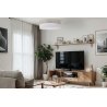Lampa sufitowa WOOD, biały plafon z fornirem do salonu, jadalni, sypialni, 40cm