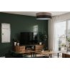 Lampa typu plafon z abażurem WOOD, czarno-brązowa, fornir orzechowy, 3xE27