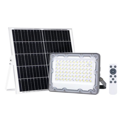 Naświetlacz solarny FOKUS, lampa solarna ogrodowa, natynkowa, LED, pilot, 100W