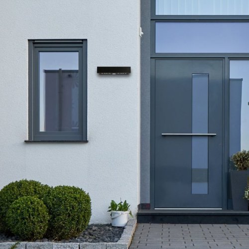 Lampa solarna ogrodowa BRICK, czarny kinkiet, natynkowy, loft, czujnik zmierzchu i ruchu, LED