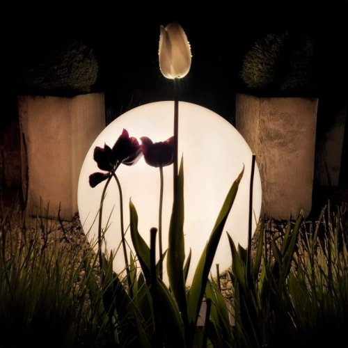 Lampa ogrodowa kula GLOBO, latarnia, stojąca, biała, dekoracyjna, LED, 30cm