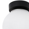 Lampa sufitowa typu kinkiet ALTA, czarny plafon, biała kula, chromowane akcenty, E14