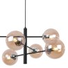 Lampa sufitowa VICENZA, czarna, żyrandol glamour, loft, bursztynowe szklane kule, 6 źródeł