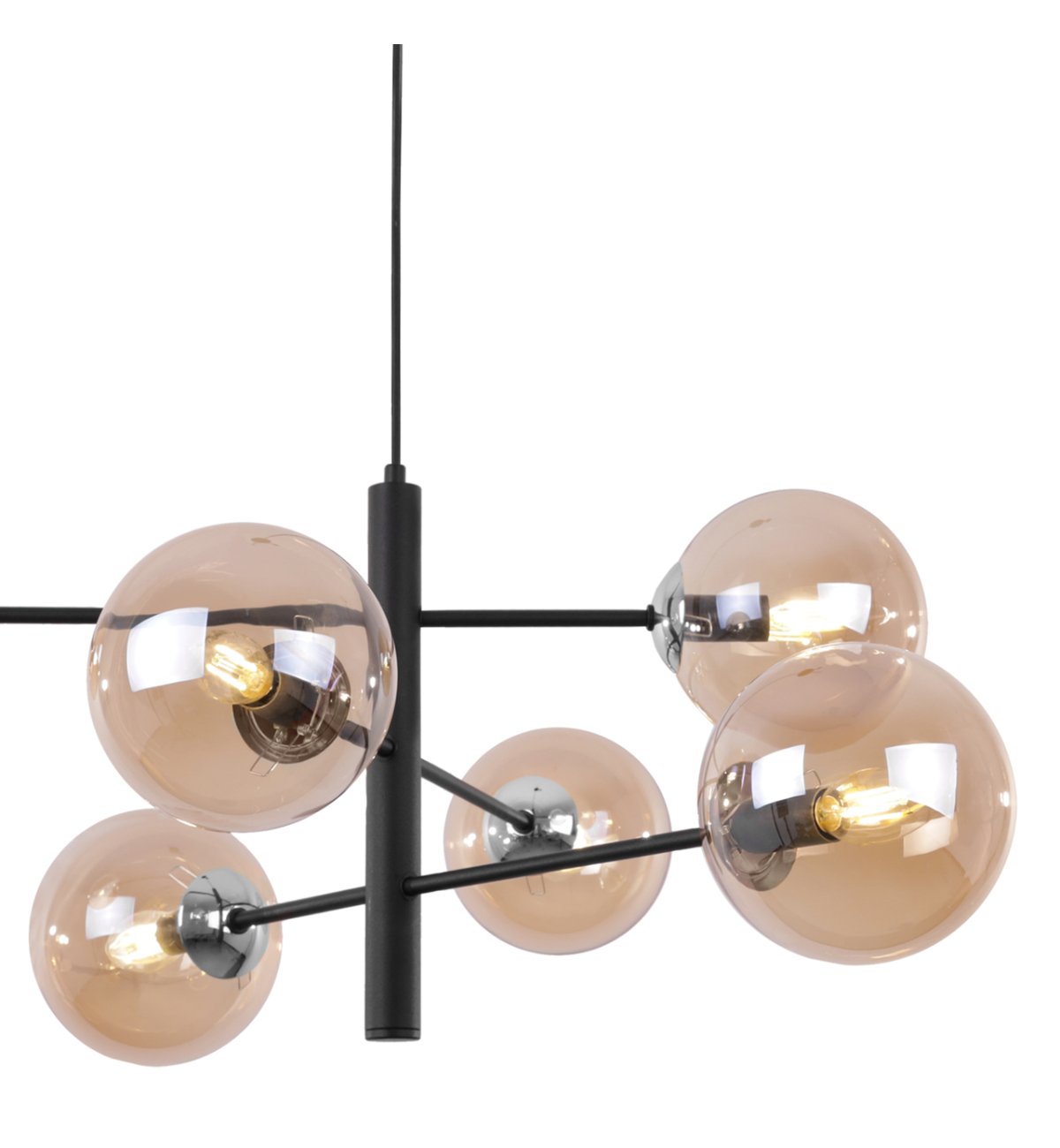 Lampa sufitowa VICENZA, czarna, żyrandol glamour, loft