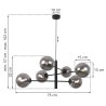 Lampa sufitowa VICENZA, wisząca, czarna konstrukcja, żyrandol loft, klosze glamour, kule